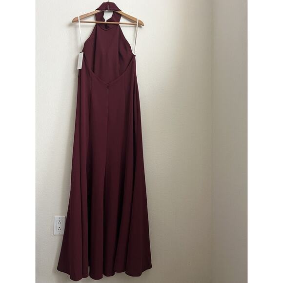 Jenny Yoo Dark Wine Maxi Formal Party Wedding Guest Dress Size 16 - Picture 4 of 11